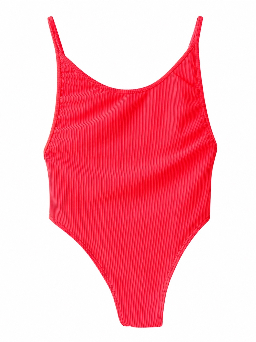 Frankie's Bikinis Ribbed One-Piece Swimsuit in Bright Coral